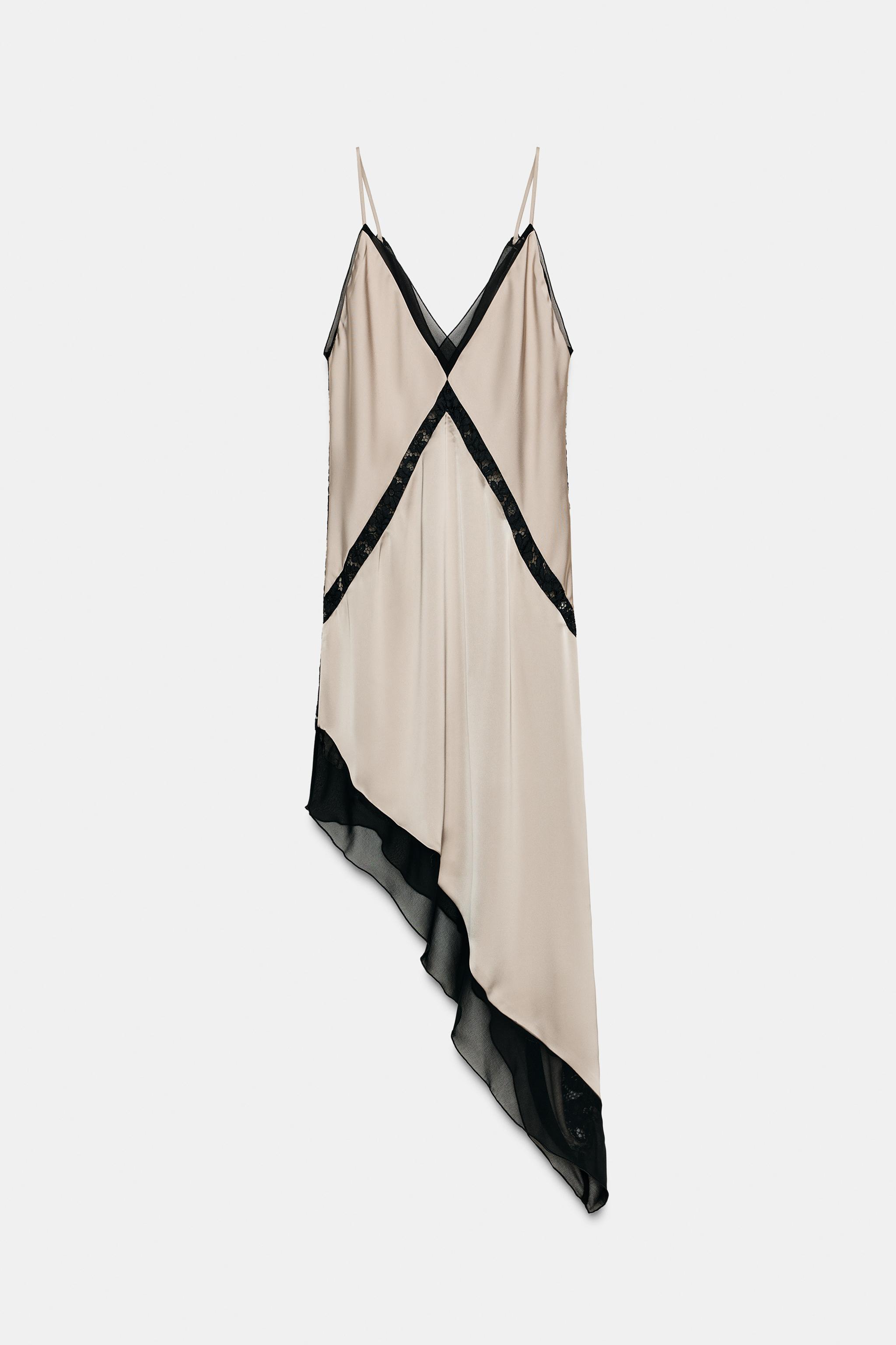 ASYMMETRIC SATIN EFFECT MIDI DRESS
